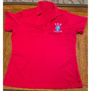 Women's XL Red Bowling Shirt, V Neck